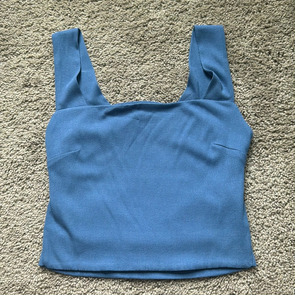 Blue medium sized tank top with open back! Brand - Illa Illa